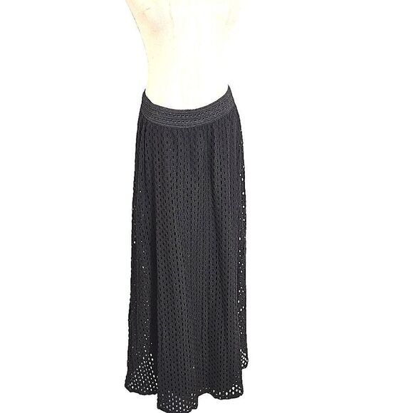 Chico's Dresses & Skirts - Chico's Black Eyelet Maxi Skirt Plus Size